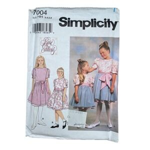 Simplicity Sewing Pattern 7004 Dress Sash Girls Size 3-6